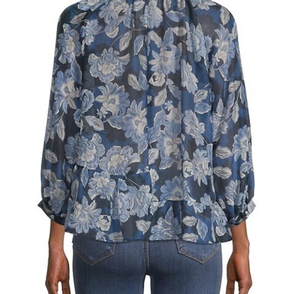 Womens XL Johnny Was Jade 'Nerissa' Blue Cotton Silk Floral Button Up Blouse Top - Picture 2 of 7